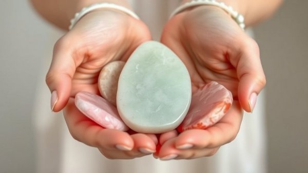Colorful Gua Sha stones in hands showing facial benefits.
