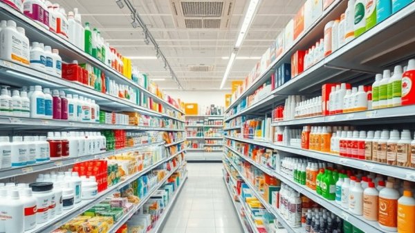 Supermarket aisle with skincare products under bright lights, best retinol cream results.