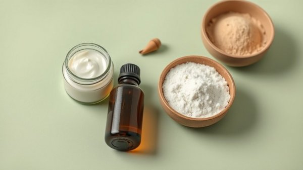 Natural DIY deodorant ingredients for sensitive skin on a green background.