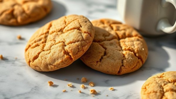 Delicious snickerdoodle cookies and coffee on marble surface.