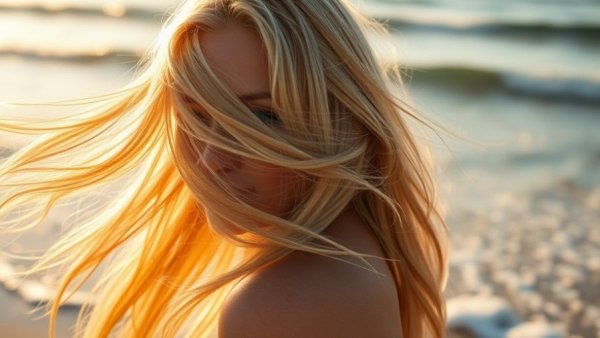 Blonde woman enjoying ocean breeze, highlighting science-backed hair growth methods.