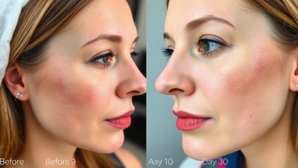 Halo laser treatment skin recovery progression from day 1 to day 30.