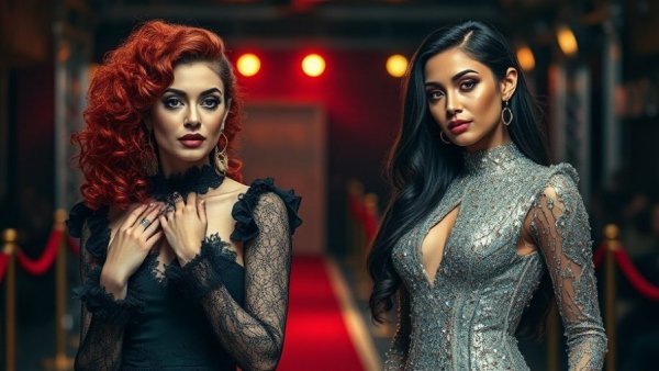 Celebrities showcasing unique fashion on the red carpet.