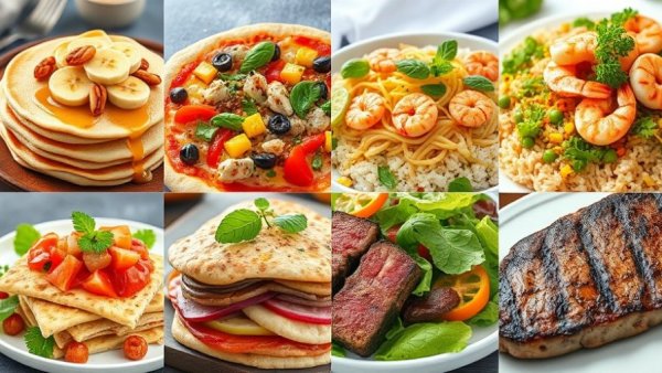 7-Day High Protein Diet Meal Plan collage with diverse healthy dishes.