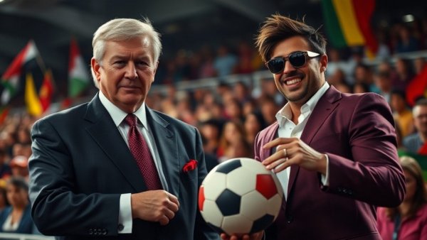 Bad Bunny Super Bowl controversy scene with contrasting serious and animated expressions.