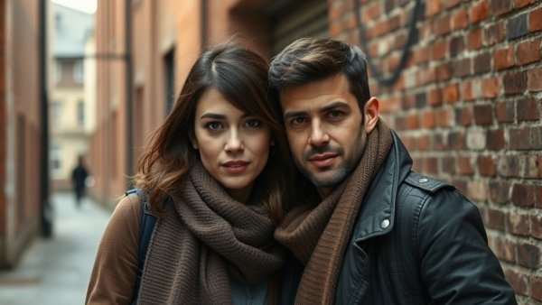 Candid urban scene of a couple avoiding attention, paparazzi news.