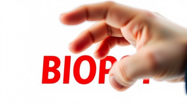 Hand pointing at biopsy sign, cancer biopsy myths concept.