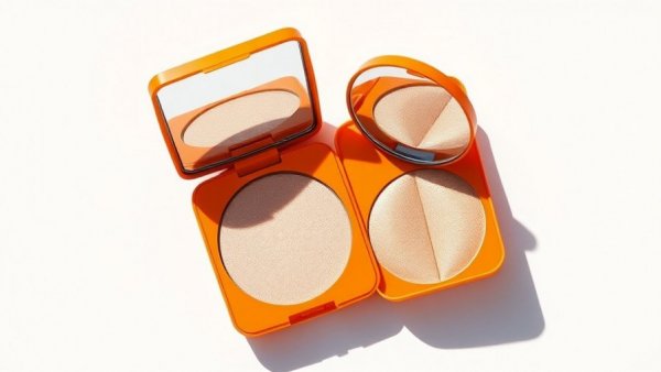 REESON Beauty Highlighter Duo in orange case with mirror and shadows