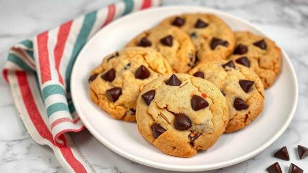 Almond flour cookies with chocolate chips on a white plate.