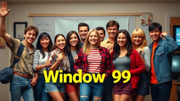 Group enjoying 90s nostalgia with Windows 95 ad.