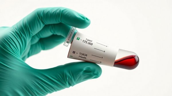 Gloved hand with test tube for abnormal lab markers.