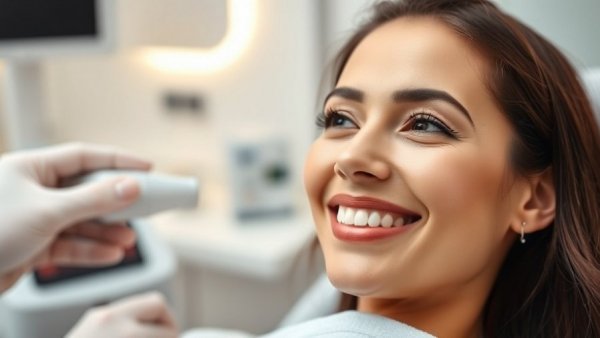 Woman receiving laser hair removal in clinic.