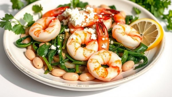 15-Minute Tuscan Shrimp and White Bean Skillet with fresh herbs and lemon.