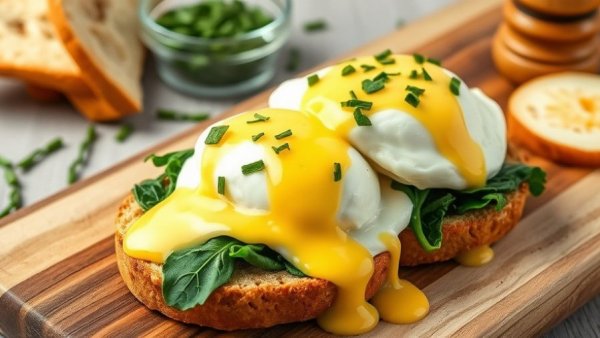 Gourmet Eggs Florentine with fresh chives and hollandaise sauce