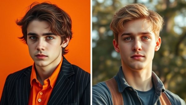 Portrait of two 2000s male heartthrobs with diverse backgrounds.