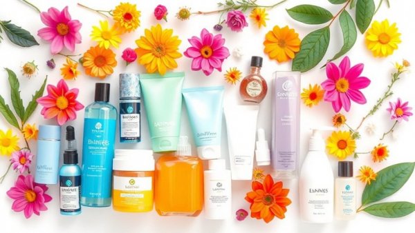 Coachella packing list for wellness with colorful beauty products.