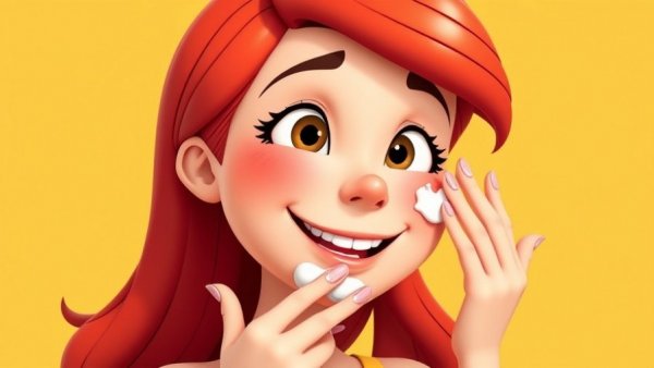Cartoon woman applying beauty cream, beauty tips for aging skin.