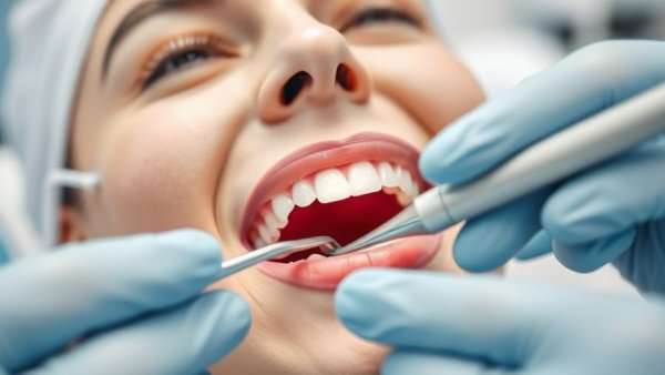 Dental procedure showing gum scaling risks and rewards.
