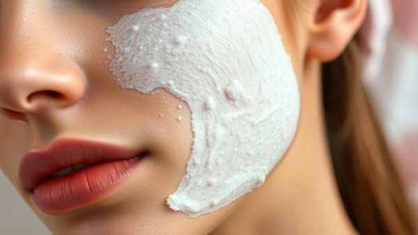 Woman using exfoliating scrub for dull skin care.