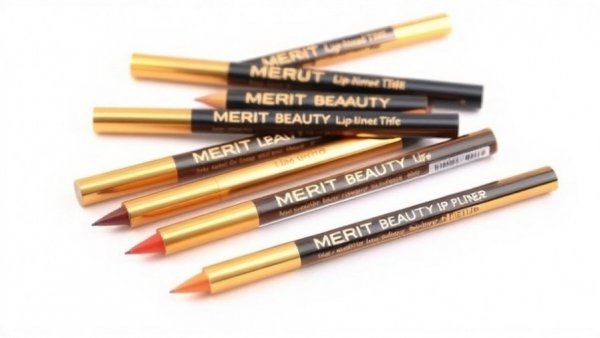 Gold MERIT Beauty Signature Lip Liners in a standing arrangement.