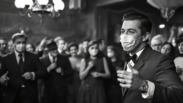 Rare vintage photos of Old Hollywood with masks and dancing.