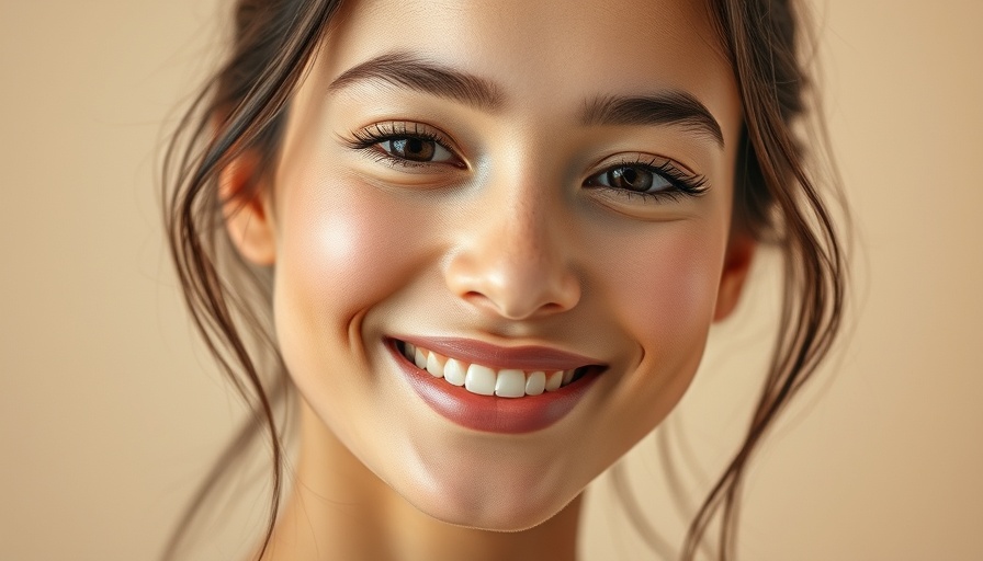 Young woman with glowing skin smiling, showcasing natural beauty.