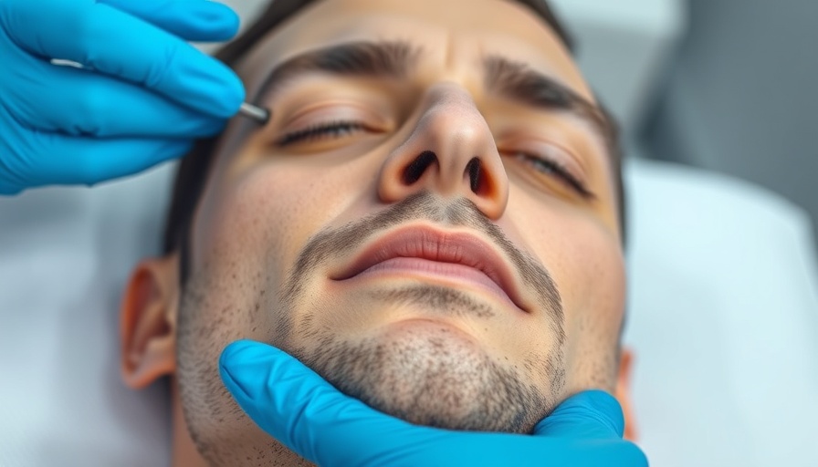 Microdermabrasion treatment in progress on a man's face in a clinic.