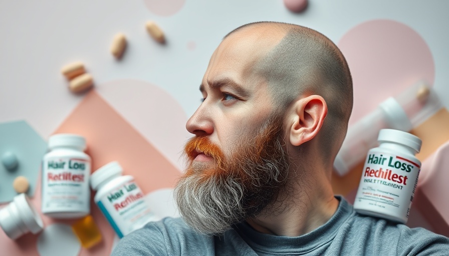 Bald man with beard considering The Hairy Pill for hair loss.