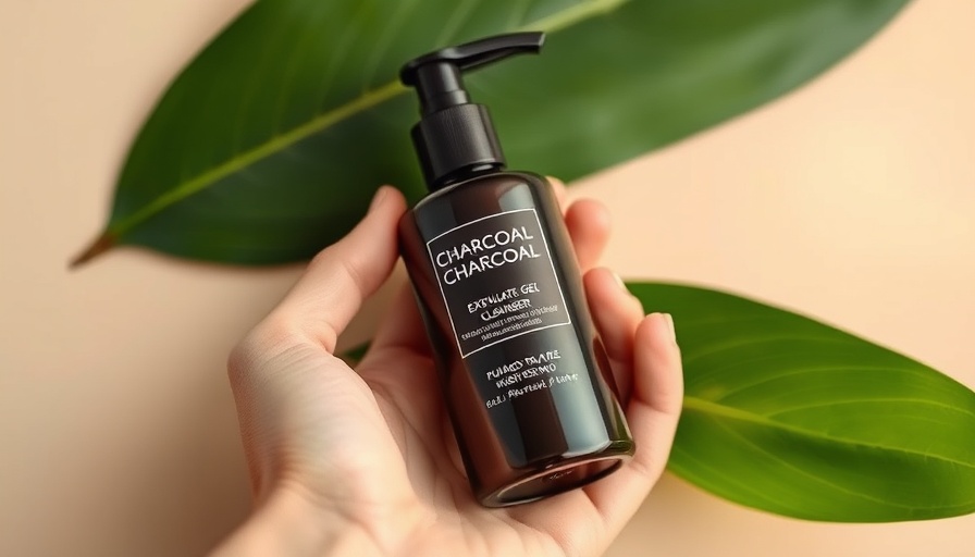 Charcoal exfoliating gel cleanser bottle with leaf, perfect facial cleanser for your skin type.
