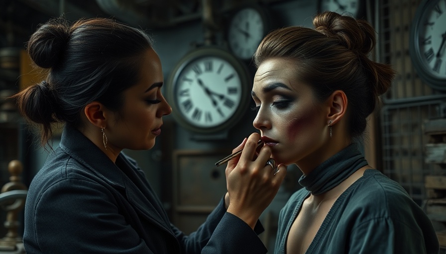Skillful makeup application on set emphasizing skin care.
