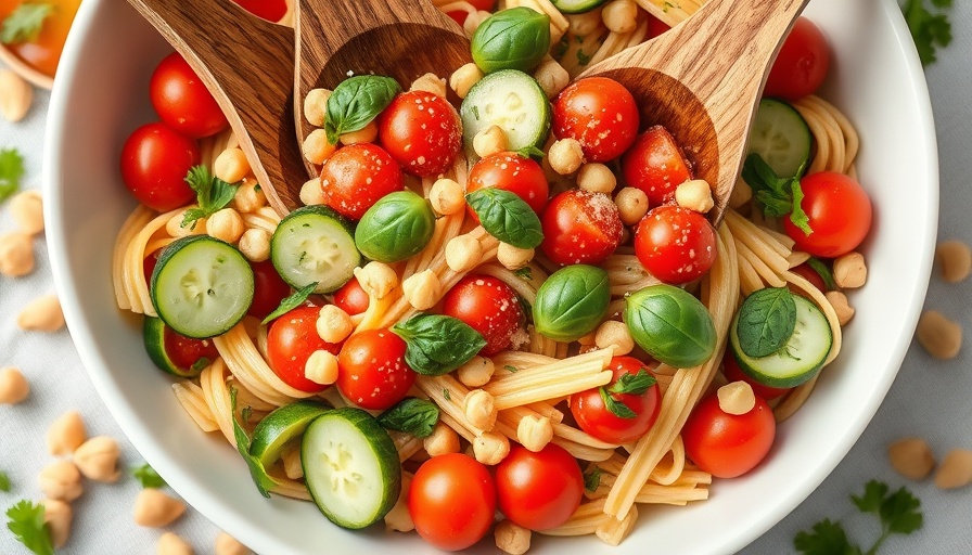 Easy pasta salad recipe with fresh cherry tomatoes and basil.
