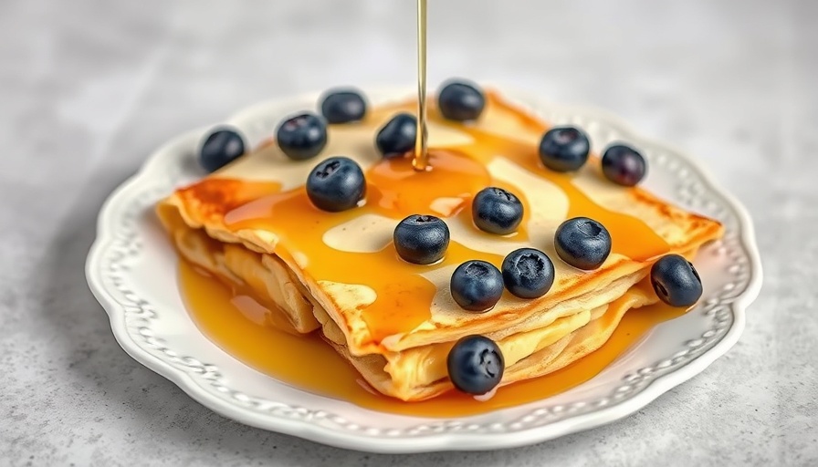 Delicious healthy cheese blintz recipe with fresh blueberries.
