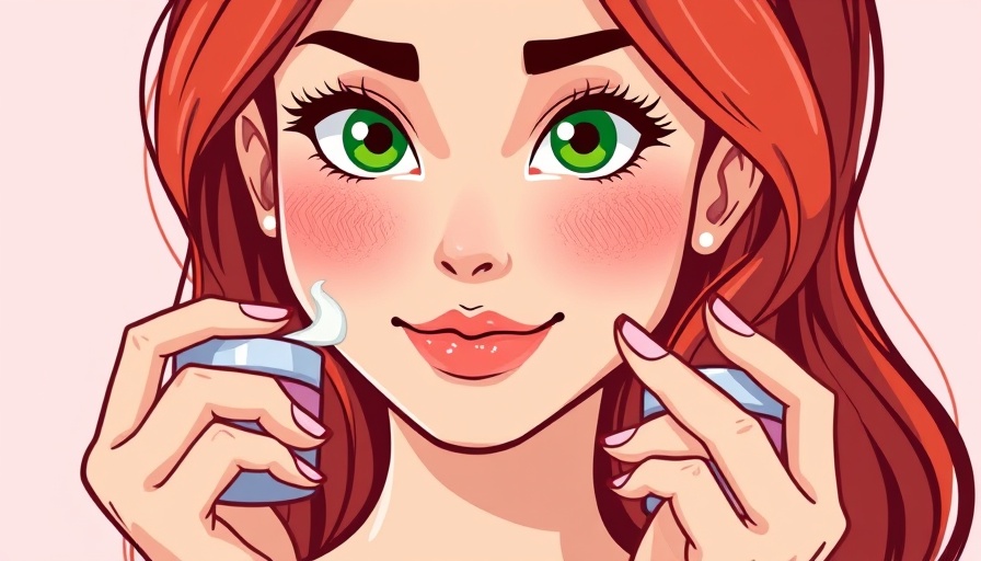 Cartoon woman applying anti-aging skincare cream.