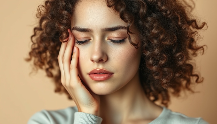 Woman contemplating the impact of stress on your skin.