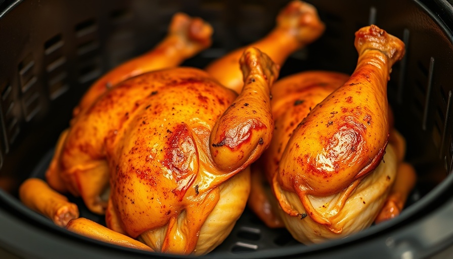 Healthy air fryer Cornish hen with crispy golden skin.