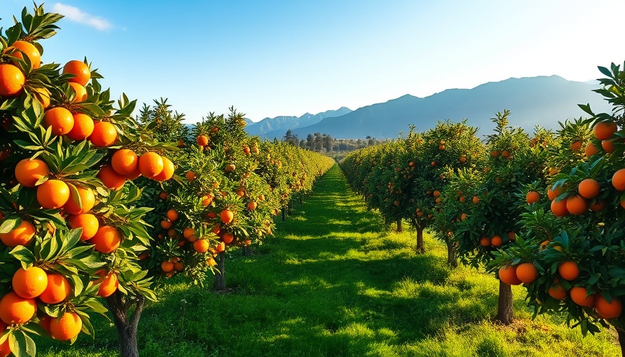Lush orange grove illustrating benefits of neroli oil.