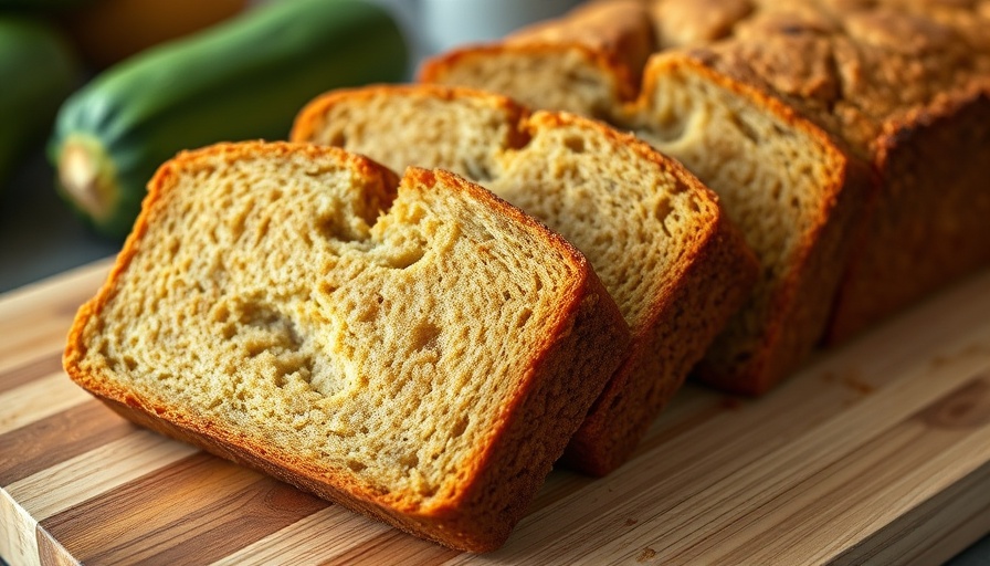 Slices of the best moist and flavorful zucchini bread on cutting board.