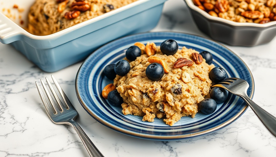 Delicious baked oatmeal recipe with berries and nuts.
