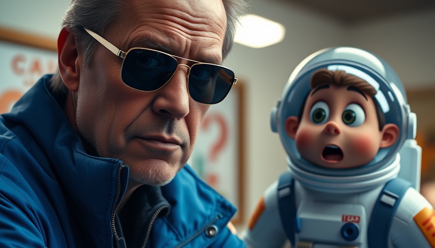 Snoop Dogg looks serious next to an animated astronaut character.