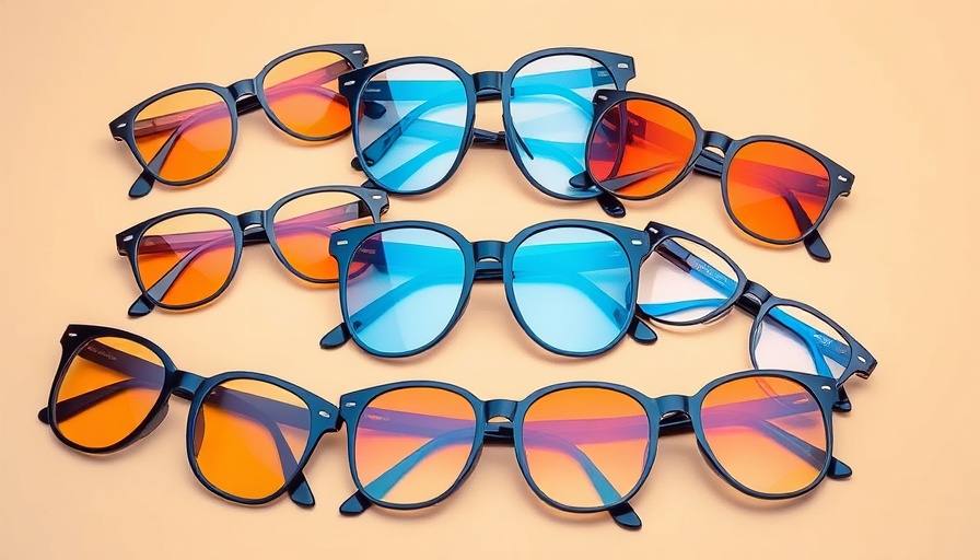 Stylish collection of blue light glasses with orange lenses, featured.