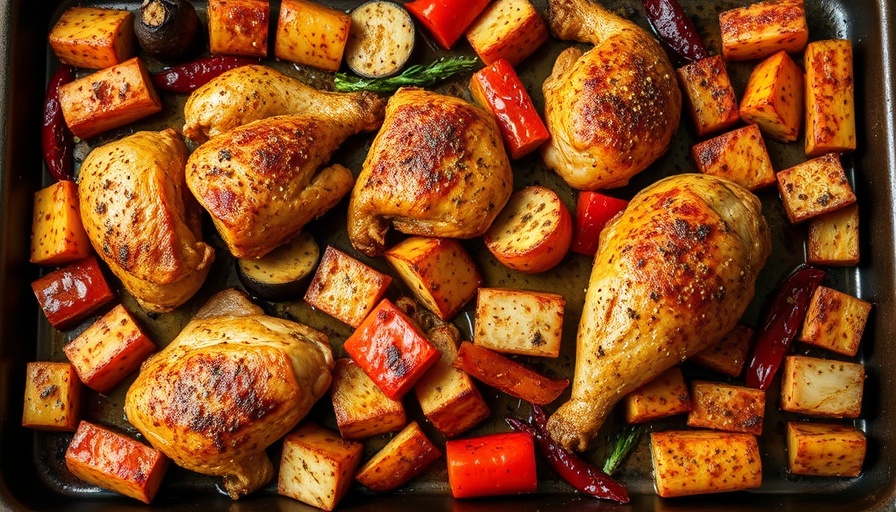 Delicious One-Pan Chicken Shawarma Recipe with spices and veggies.