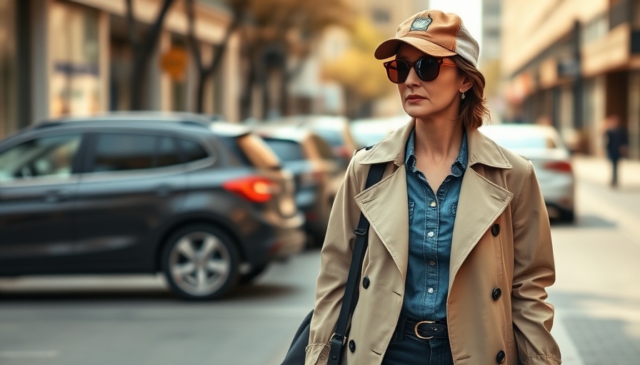 Stylish woman using accessories for urban street look