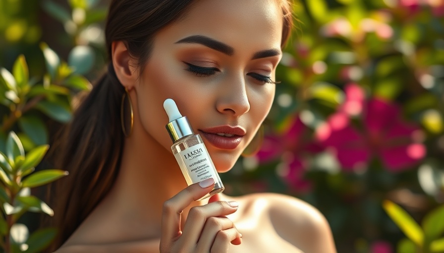 Miranda Kerr holding Turmeric Glow Drops in garden
