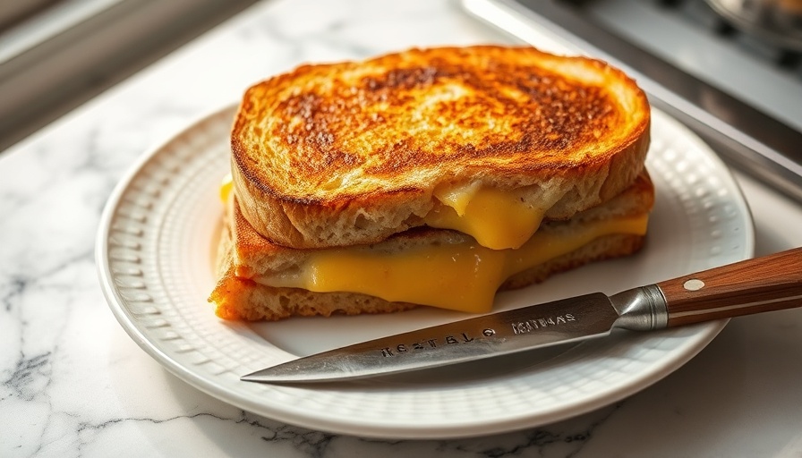 Golden brown air fryer grilled cheese with melted cheese on plate.