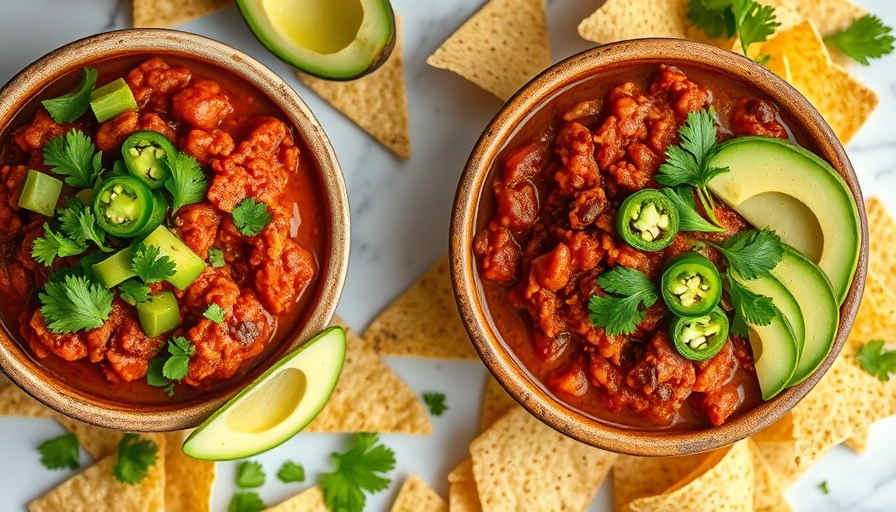 Love & Lemons Cooking Club Challenge - hearty chili with garnishes.
