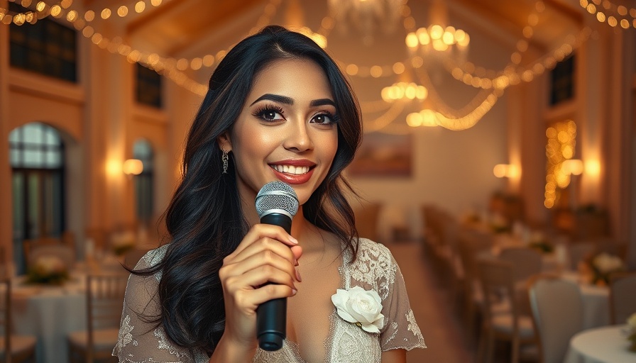 FLIP Wedding Solutions speaker in decorated wedding venue.