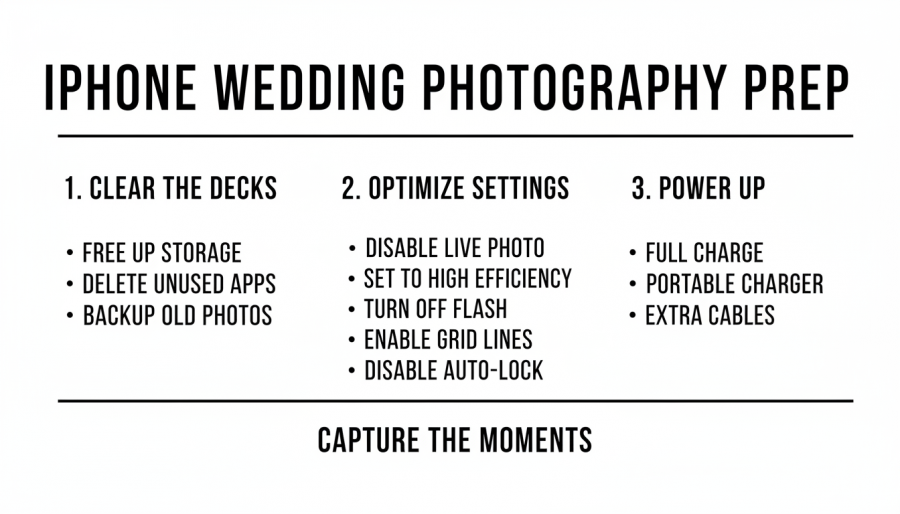 iPhone camera settings guide for natural light photography at weddings.