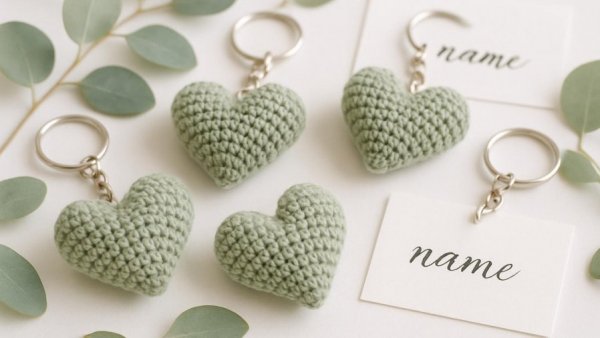 Handcrafted crochet heart favors for weddings, creative ideas.