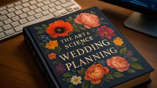 The Wedding Talk Membership benefits explained with a wedding planning book on a desk.