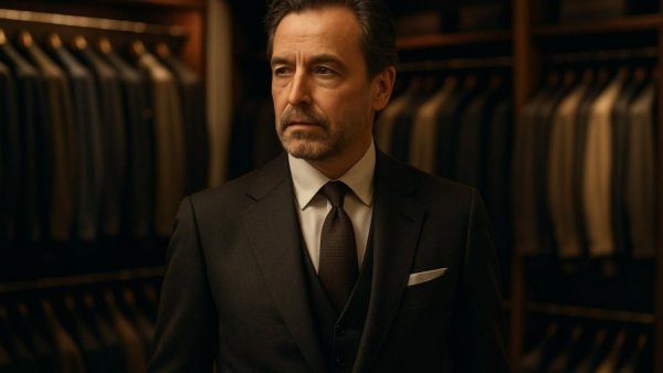 Middle-aged man showcasing timeless men's wedding suits.